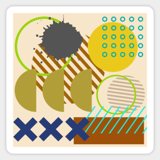 Modern Geometric Pattern Pastel Olive Ochre Retro Doodle Style Sticker